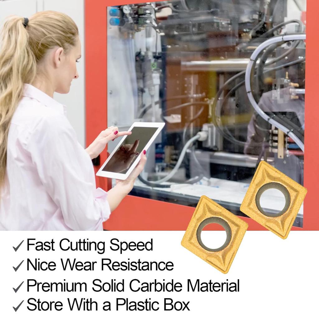 CCMT060204 CCMT21.51 Carbide Turning Inserts, CCMT Insert DCMT Insert Mutilayer Coated CNC Lathe Inserts for Lathe Turning Tool Holder,10 Pieces