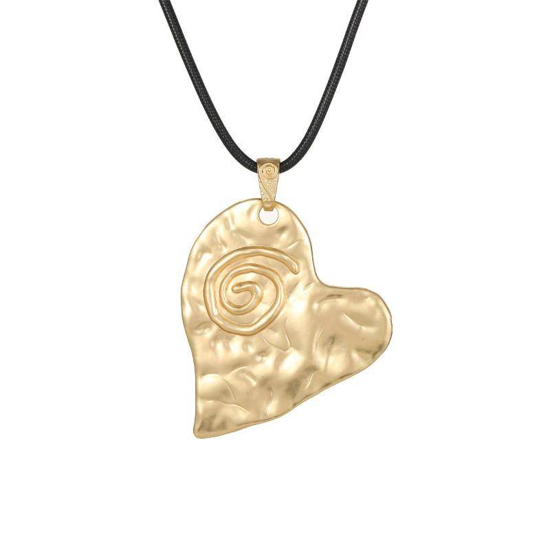 New Irregular Matte Love Leather Rope Long Pendant Women's Fashion Exaggerated Heart-shaped Long Necklace