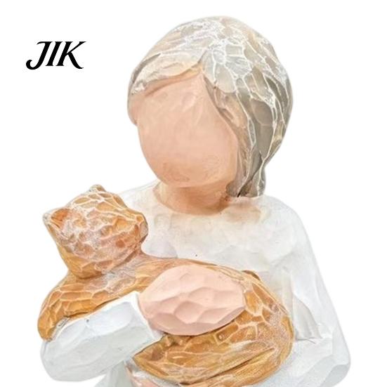 Quiet Atmosphere Ornament Cat Girl Resin Ornament, Artistic Tabletop Sculpture, Minimalist Small Figurine for Bedroom Healing Figure Home Entryway