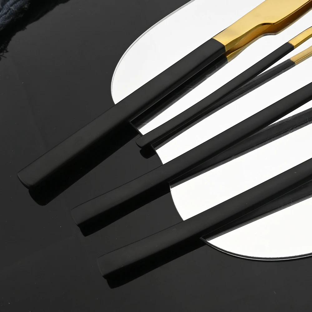 16Pcs Rose Gold Dinnerware Set Knife Fork Coffee Tea Spoon Cutlery Set Stainless Steel Tableware Western Home Kitchen Flatware