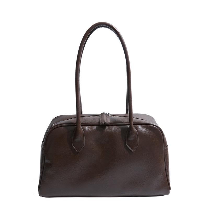 Retro Shoulder Bag Women's Autumn and Winter New Trendy Fashion Simple Underarm Bag Large Capacity Bowling Bag