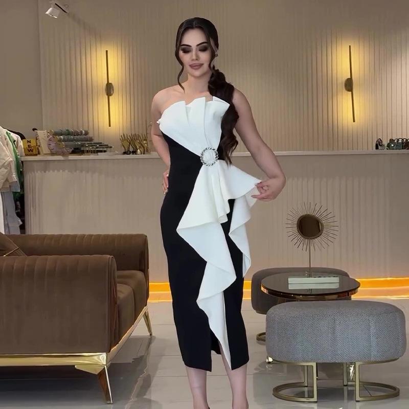 2024 Summer Women's Strapless Bodycon Dress with 3D Bow Detail