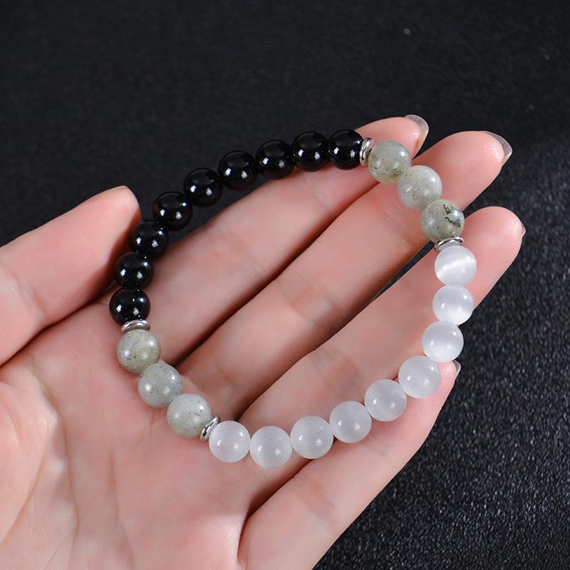 8mm Moonstone Cat's Eye & Obsidian Bracelet - Women's Yoga Jewelry