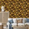 Golden Hibiscus Wallpaper Ochre and Gold, Clear Detail 50x1000