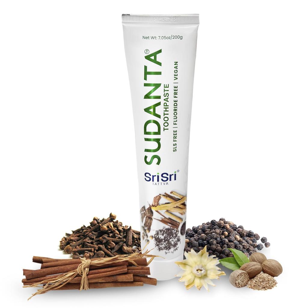 Sri Sri Tattva Sudanta Oryginalna Pasta do Zębów 200g Opakowanie 2 szt. | Bez Fluoru Ziołowa Pasta do Zębów dla Dzieci i Dorosłych