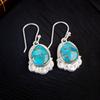 Blue Copper Turquoise Gemstone 925 Sterling Silver Jewelry Dangle Earrings 1.50" EE-41-34