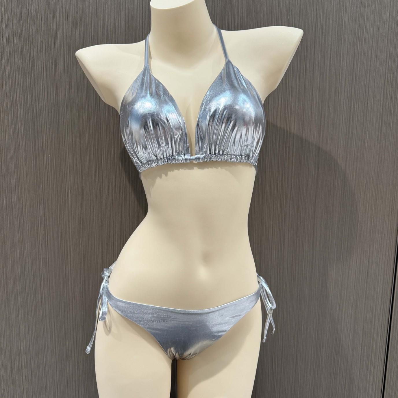 

2024 Sexy Triangle Wrap Split Bikini Swimwear Small срібний