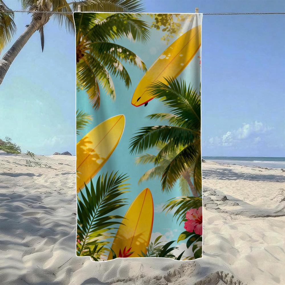 

Palm Tree & Surfboard Tropical Beach Towel, Soft Quick-Drying, Perfect For Portable Outdoor Travel,Camping And Summer Beach W30*H60(CM)