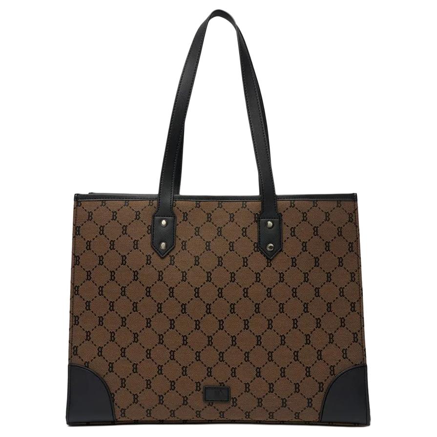 New MLB Monogram Collection Polyester Combo Bag, Tote Bag, Shopping Bag, Shoulder Bag, Handbag Unisex Dark Brown Mocha 3AORL021N-43BGD