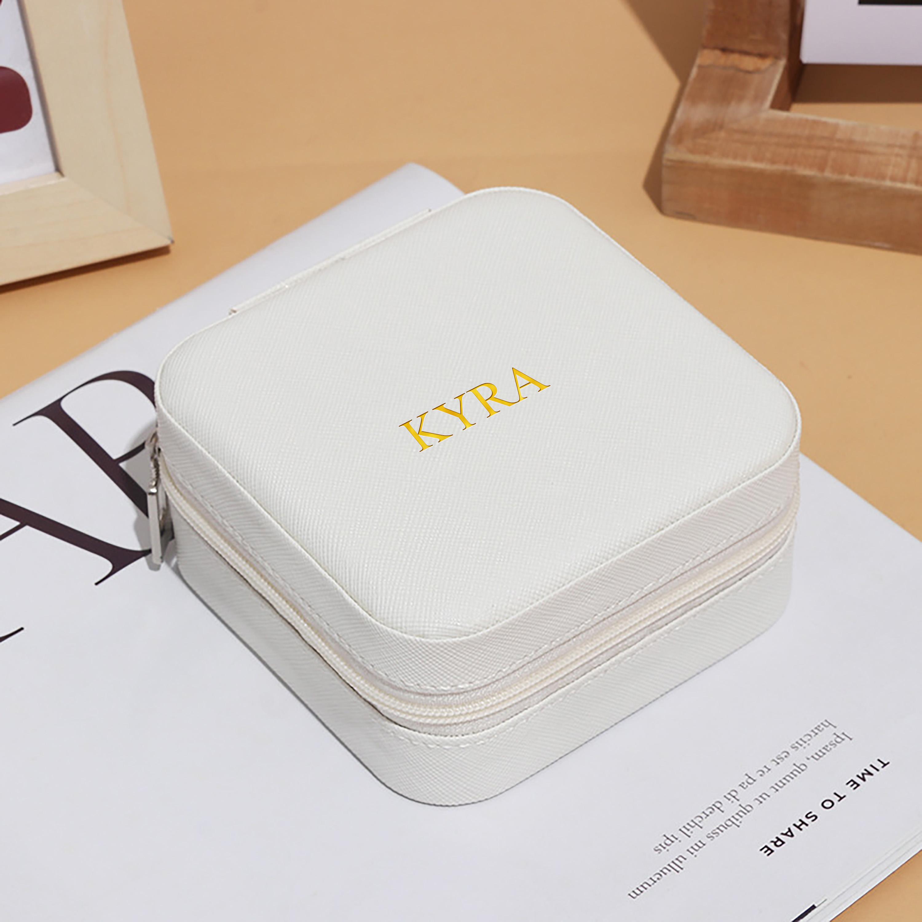 

Personalized Initials Name Mini Square Jewelry Box Faux Leather Jewelry Travel Storage Package Box Mom Gift Box