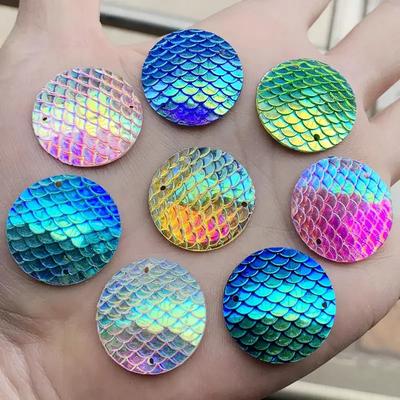 25mm 12ks AB Barva Hadí Šupiny & Mořské Panny Šupiny Plochá Záda Pryskyřice Kulaté Kamenné Korálky, Plochá Záda Pryskyřice Kamínky Pro DIY svatbu