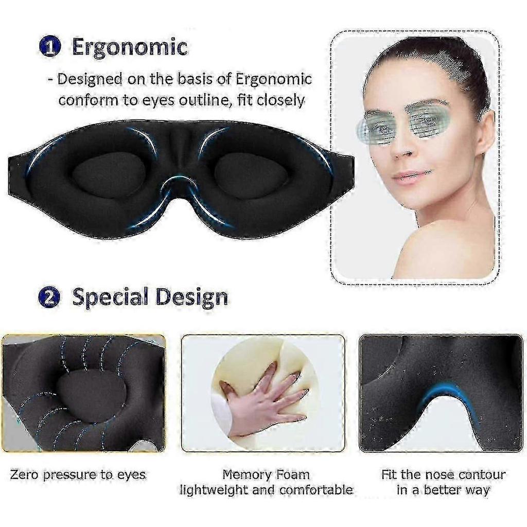 Sleep Eye Mask For Men Women, 3d Contoured Cup Sleeping Mask Blindfold, Concave Molded Night Sleep Mask, Block Out Light, Soft Comfort Eye Shade Cov