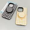 Korean plaid magnetic suction 2-in-1 suitable for Apple 16Promax mobile phone case 17 bracket 15 protective case 13/11