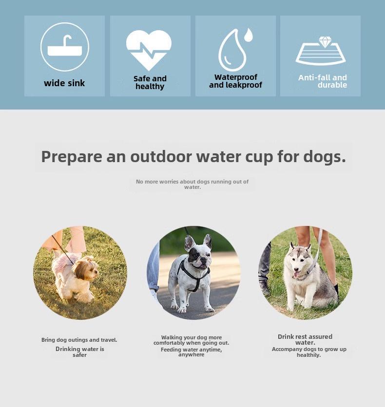 Tragbarer Wasserbecher für Haustiere mit doppeltem Verwendungszweck für den Außenbereich