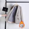 Women's Black Wool Suit Jacket - High-End, Plus Size, Thickened, Padded for Autumn/Winter 2025