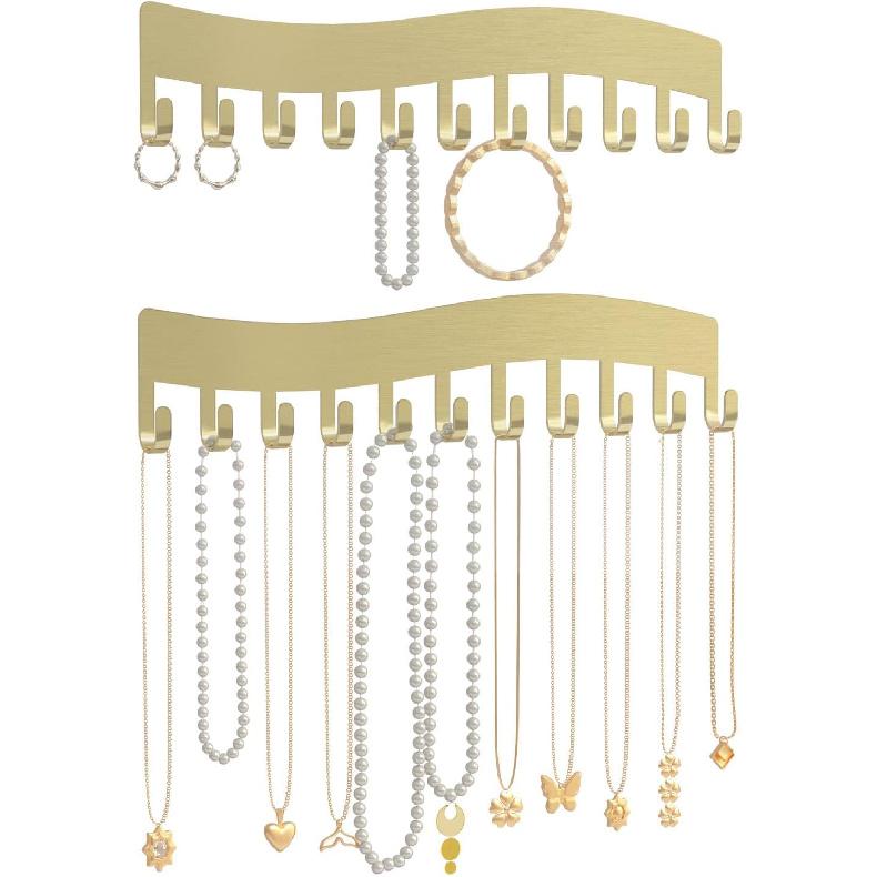 Wall Necklace Organizer Holder: Wall Mounted Jewelry Hanging Storage Necklaces Display Hanger White