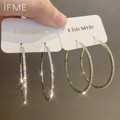 Orecchini a cerchio intarsiati in zircone con sensazione di alta qualità, lusso leggero, cerchio grande, orecchini in zircone, orecchini eleganti e alla moda