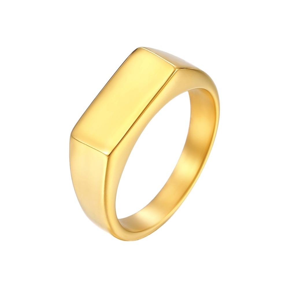 Square Stainless Steel Ring Jewelry Finger Ring Punk Titanium Seal Ring Men Women