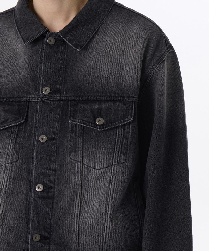 Musinsa Standard Big Brush Relaxed Denim Trucker Jacket [Black]