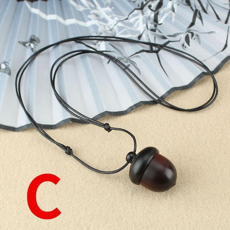 1pcs Vintage Screwable Ebony Acorn Pendant Gawu Box Long Necklace Pine Cone Acorn Design Pendant Drop Necklace Jewelry