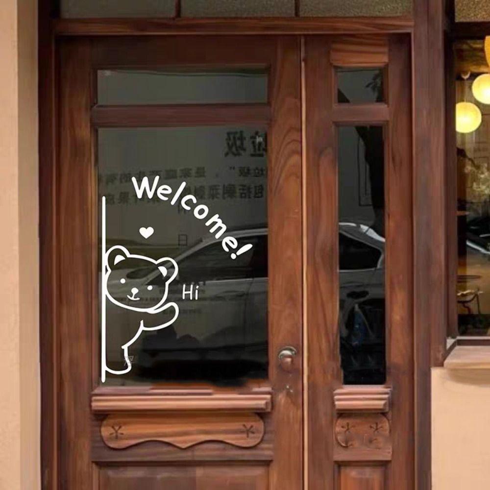 Shopwindow Sticker Door Decals Black White Embossed Wallpaper Welcome Wall Stickers  Glassdoor