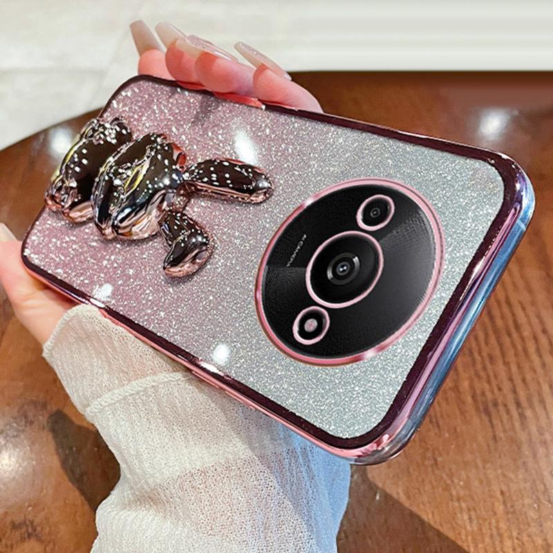 

For Xiaomi Redmi A3 4G/Poco C61 4G Case with Bracket Cartoon Rabbit PC+TPU Phone Cover Pink