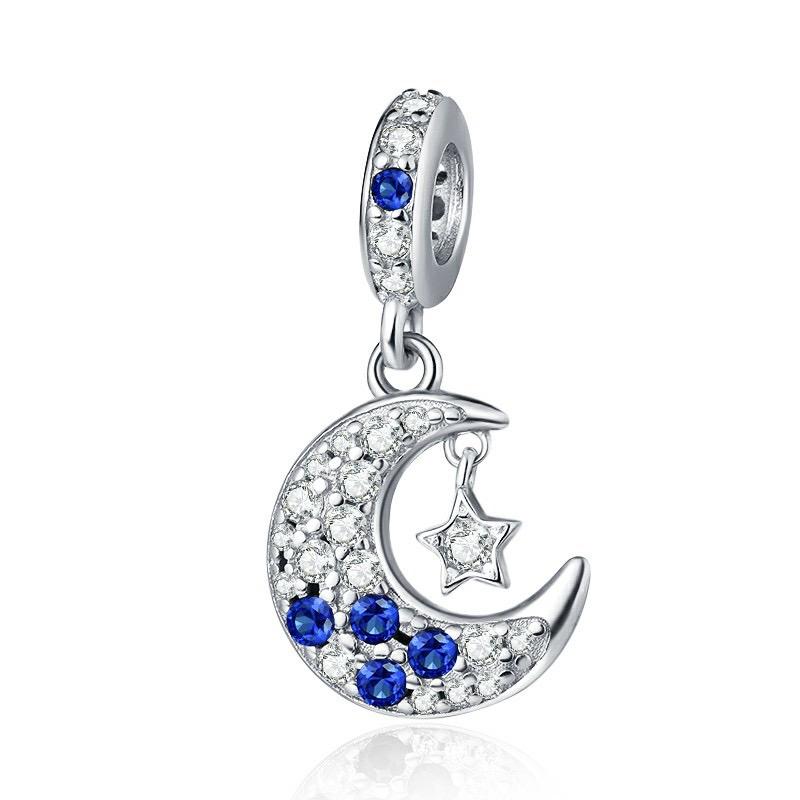925 Silver Blue Starry Sky Rainbow Charm Pendant DIY Bracelet Jewelry Gift for Women Men Fashion Accessories