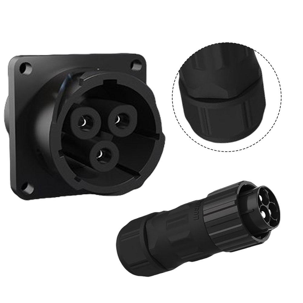 Aviation Connector 3pin 80A 600V with Waterproof IP67 and Flame Retardant Nylon V0 for Energy Storage Power Output Input