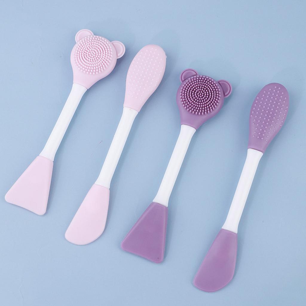 Bear Silicone Double Head Face Mask Brush Facial Exfoliate Blackhead Removal Cleanser Brush Mud Film Facial Brush Skin Care Tool