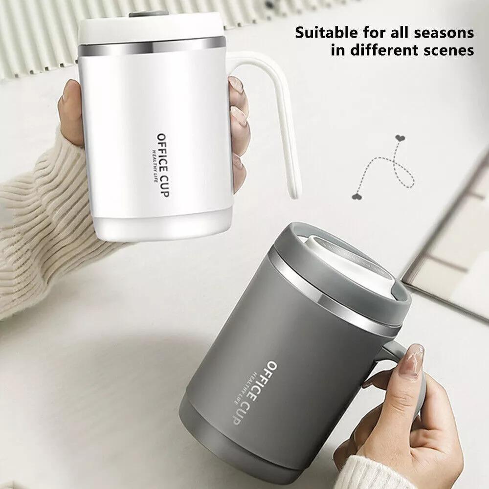 500ML Isolierte Kaffeetasse Reisebecher Thermosflasche aus Edelstahl mit Strohhalm