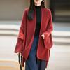 Women's 100% Wool V-neck Loose Knit Pullover Shawl - Solid Color Casual Sweater for Autumn/Winter