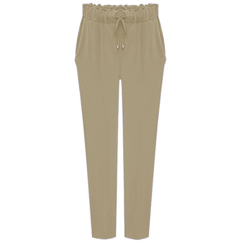 

Корейская версия новых осенних брюк Харлан большого размера с девятью точками, свободные и тонкие, с маленькими штанинами, заниженная талия, эластичный пояс L хаки