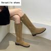 Vintage Flats Women Knee High Boots Fashion Side Zippers Shoes Autumn Winter Laides Concise Long Botas De Mujer