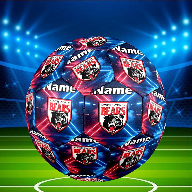 Custom Name Personalized North Sydney Bears Print Size 5 Soccer Ball Training & Match Football, for Team, Kicking, Gift for Football Enthusiasts