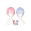 Premium Women Short Ram Rem Cosplay Wig With Stylish Adornment And Heat Resistant Synthetic Bob Hair