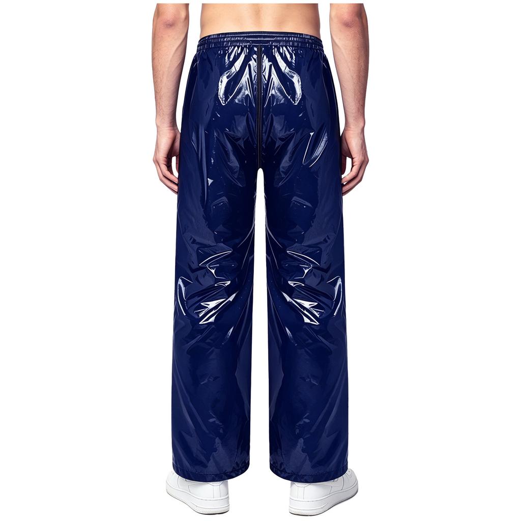 Men‘s Athletic Waterproof Pants S-3XL with Zipper Fly and Reflective Stripes Elastic Waist Straight Leg for Outdoor Sports