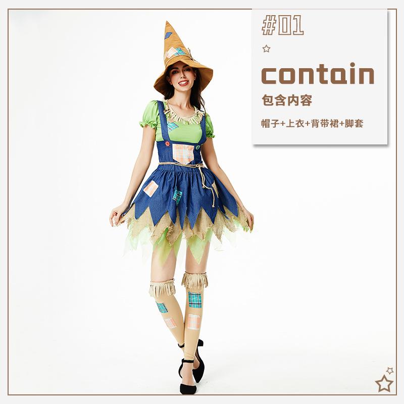 Halloween costume witch dress witch dress scarecrow funny dress up sexy show costume
