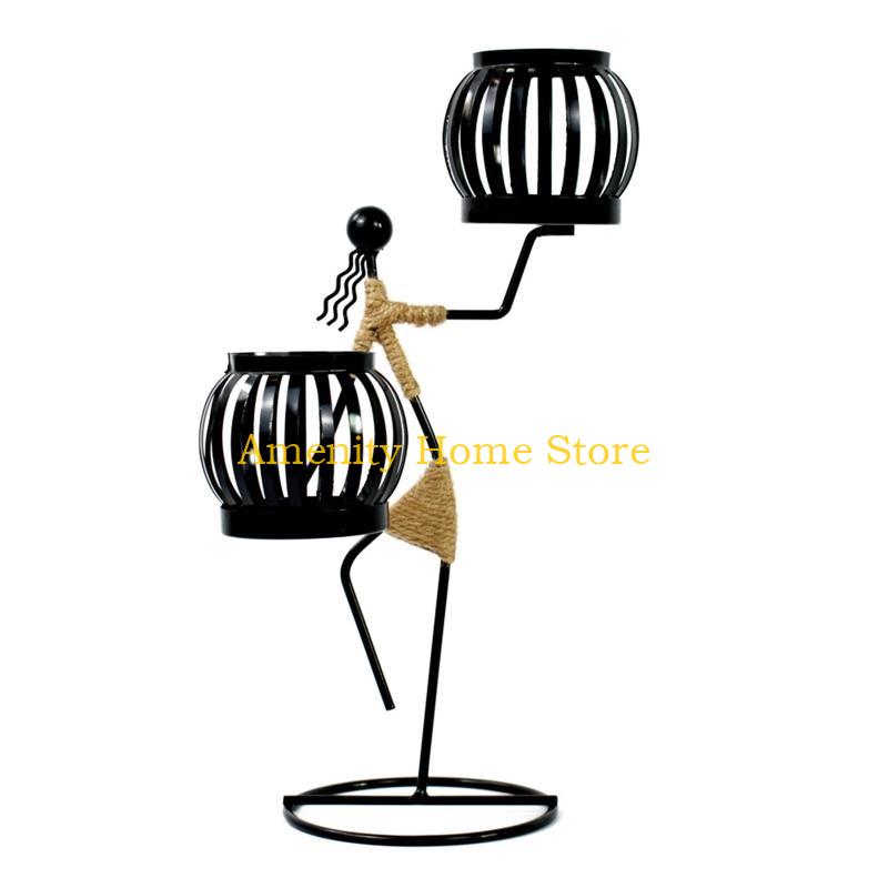 

F26C Modern Iron Figure Candlestick Holders for Wedding Birthday party Dining Table Abstract Metal Shelf Decorations C