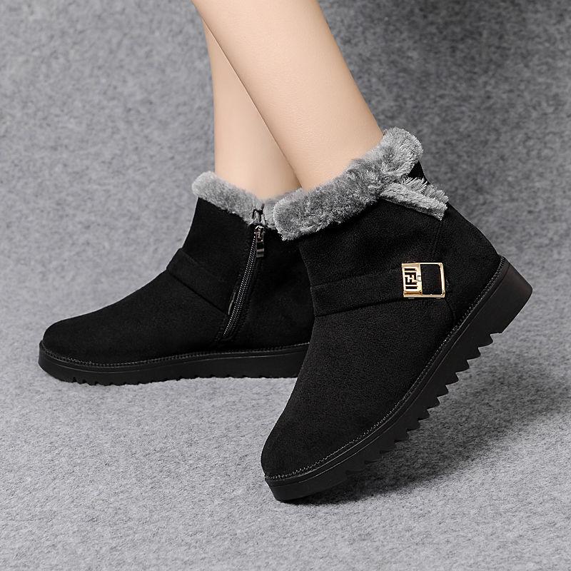 Wirklich weiches Fell integrierte Schneestiefel Damen neue Herbst- und Winter gestapelte dicke Baumwollschuhe Damen warme Stiefel