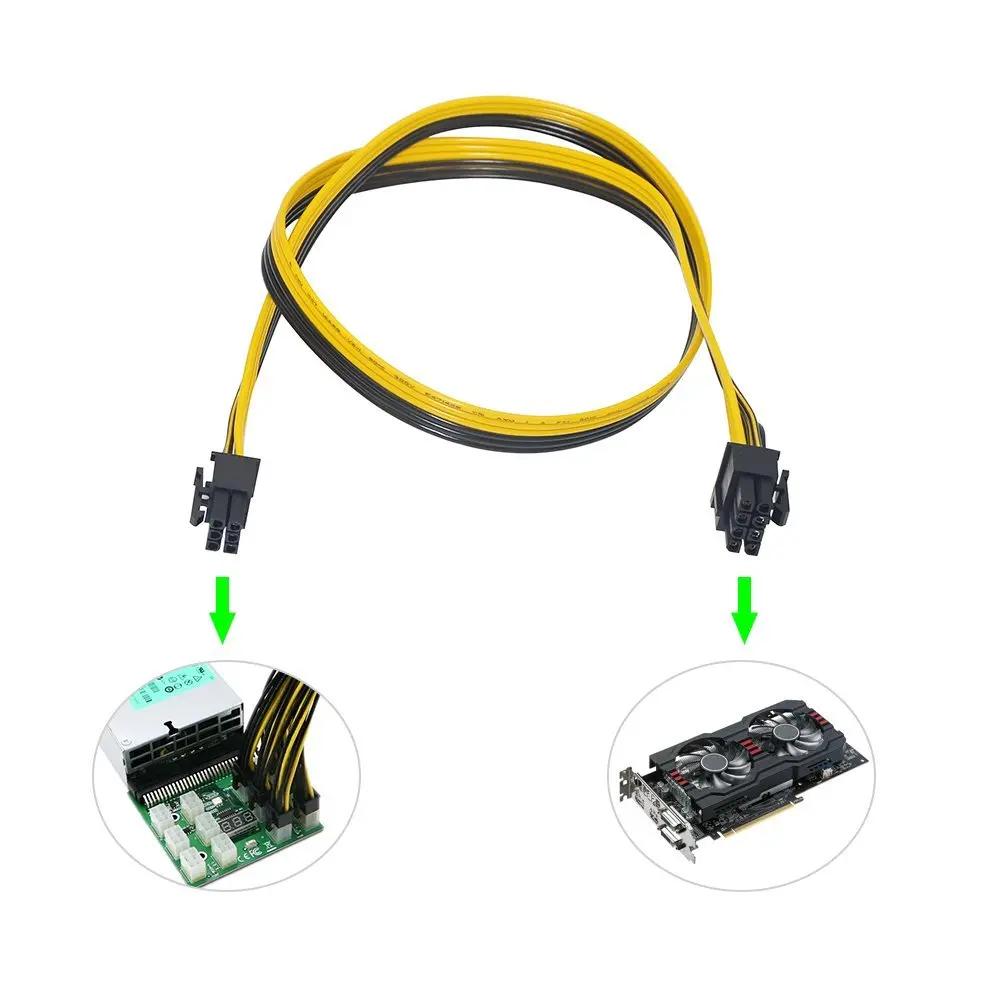 6 Pcs 6 Pin PCI-e To 8 Pin (6+2) PCI-e (Male To Male) GPU Power Cable 50cm For Graphic Cards 50cm