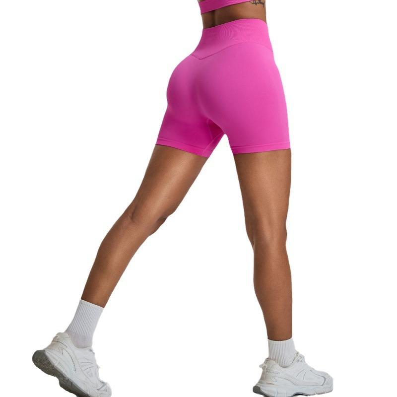 New Seamless Yoga Shorts For Women, High Waisted Peach Hip Lifting Fitness Pants, Outdoor Quick Drying Running Sports Shorts