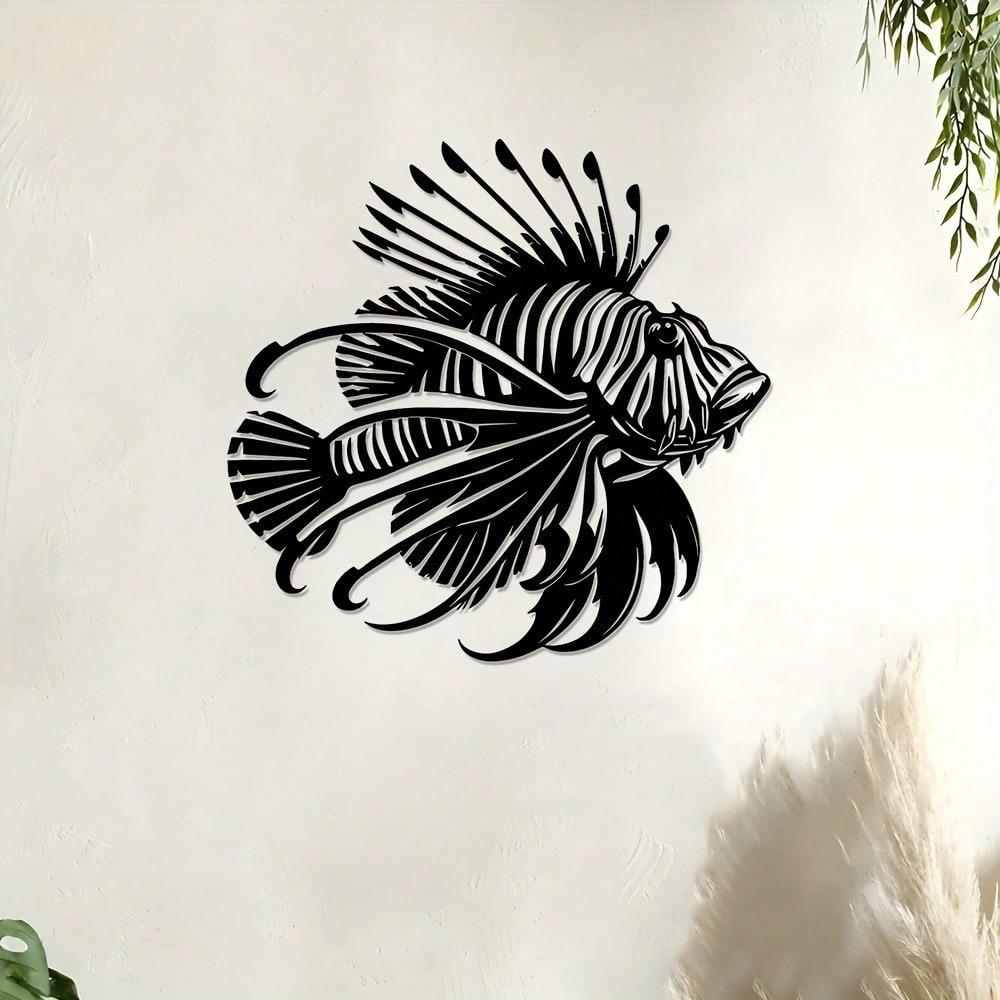 Metal Wall Art Lionfish Sea Theme Home Decor Living Room Bedroom Coastal Beach House Wall Hanging Unique Gift