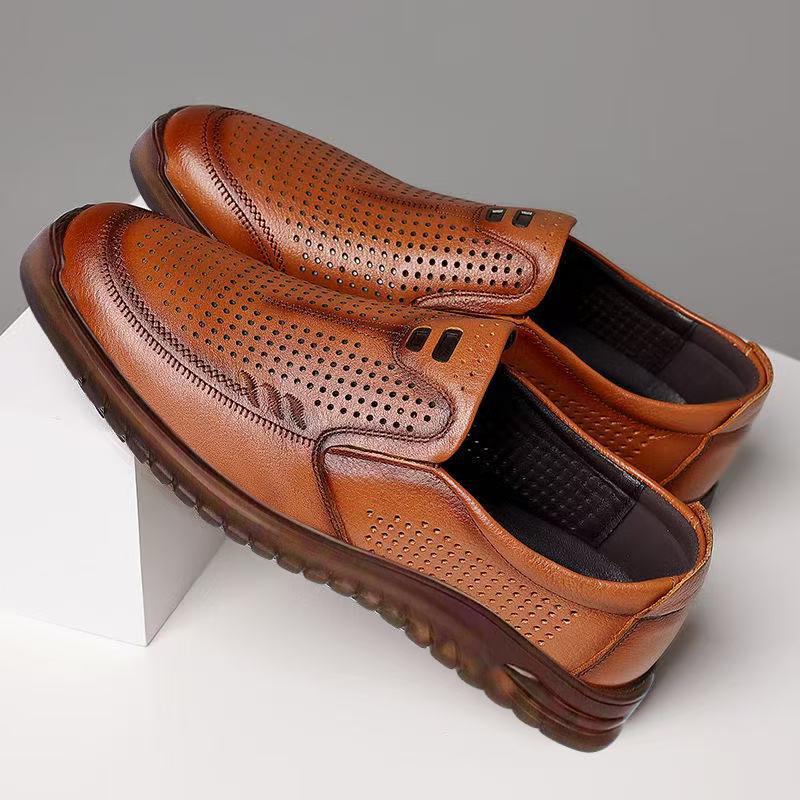 2026 Men's Breathable Soft Sole Slip-On Casual Shoes with Comfortable Rubber Perforated Design