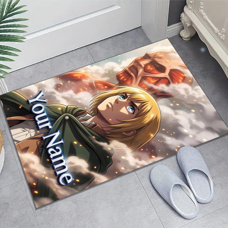 Attack on Titan Design Area Rug Personalized Name- Non-Slip, Soft & Cozy Floor Mat for Living Room, Office - Indoor/Outdoor Carpet