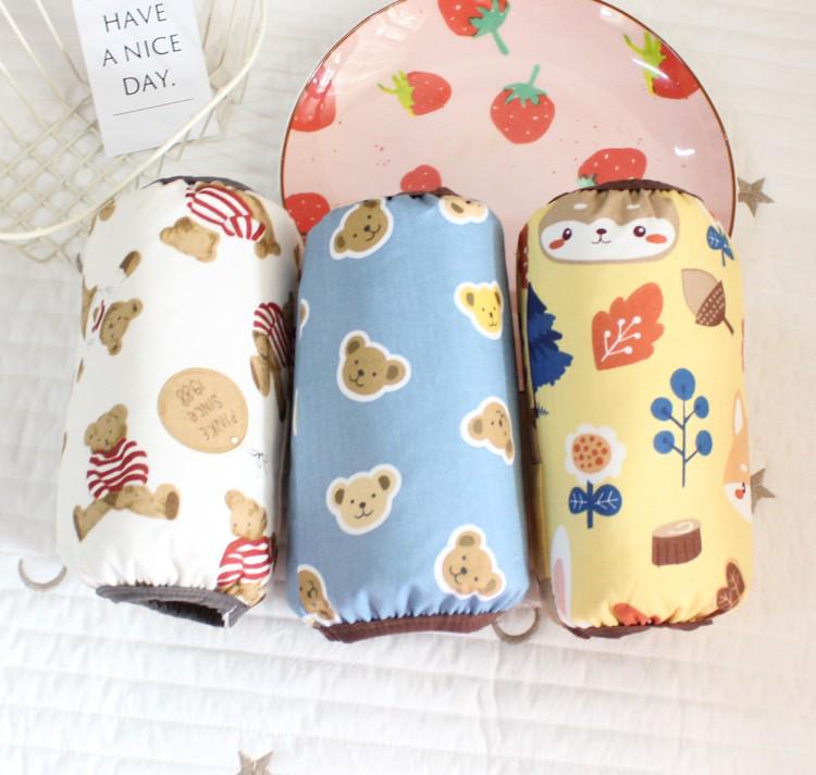3 Pairs Baby Cotton Arm Sleeves - Stain-Resistant & Waterproof Cartoon Design for Autumn/Winter