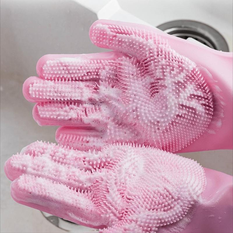 Evcil Hayvan Bakım Eldivenleri - Isıya Dayanıklı Silikon Eldivenler, Yüksek Yoğunluklu Dişli, Köpekleri ve Kedileri Yıkamak ve Masaj Yapmak İçin Geliştirilmiş Beş Parmaklı Tasarım