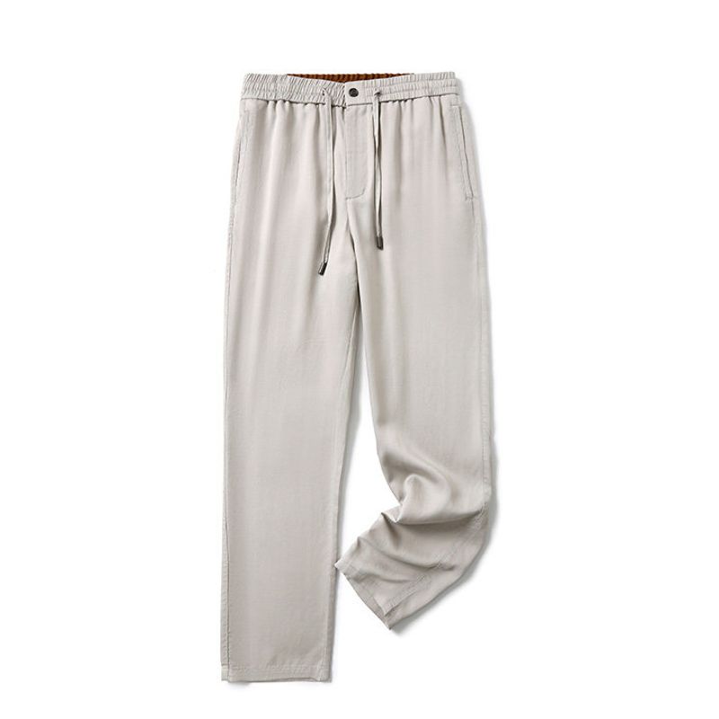 Anti-Wrinkle Tencel Linen Pants Men Summer Thin Loose Straight-leg Lyocell Pants Export Men s Pants Casual Pants Oatmeal Gray XL