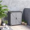 Outdoor Cabinet with Shelf and Steel and Wood Workbench, 79x43x92 cm, Grey