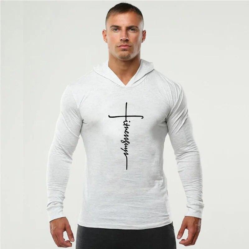 Do The Work Neue Marke Herbst Herrenmode Lässig Atmungsaktiv Bedruckte Baumwolle Bodybuilding Fitness Slim Fit Mit Kapuze T-Shirt 4 Farben