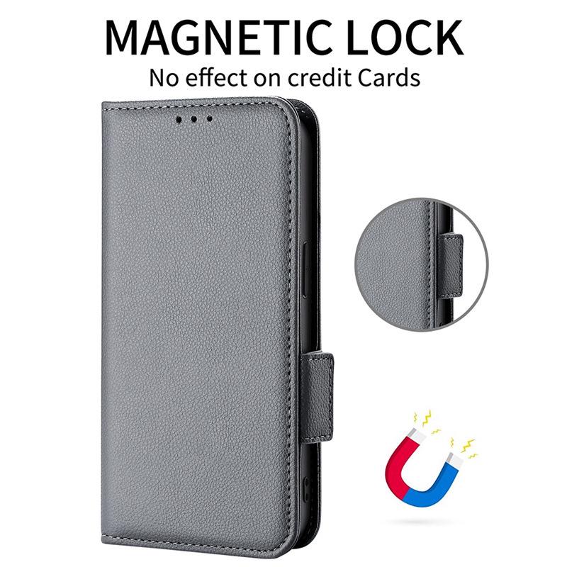 Xiaomi 13 Ultra Leather Flip Case with Card Holder - Lychee Pattern Protective Cover